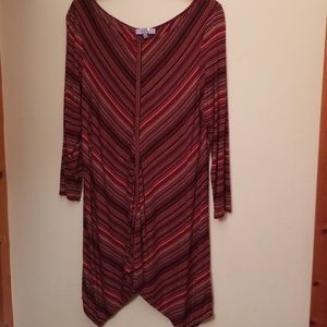 PREMISE L/S PATTERN KNIT TUNIC RED LARGE